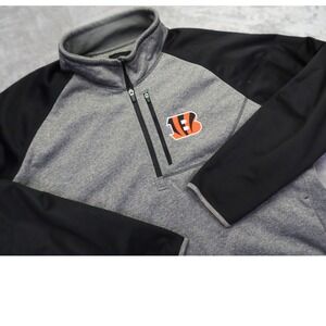 Cincinnati Bengals Men's Grey Black 1/4 Zip Fleece Pullover Jacket XXL 2XL NFL